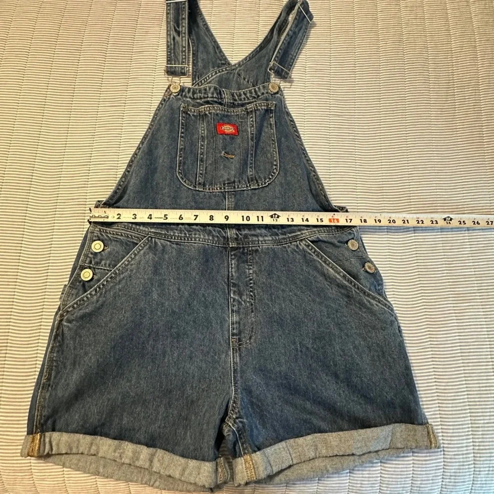 Dickies Carpenter Shortalls Juniors XL Blue Denim Relaxed Fit Utility - Picture 3 of 10